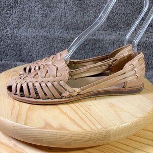 Nisolo Huarache Sandal Womens Size 9 Leather Tan Slip On Handwoven in Peru